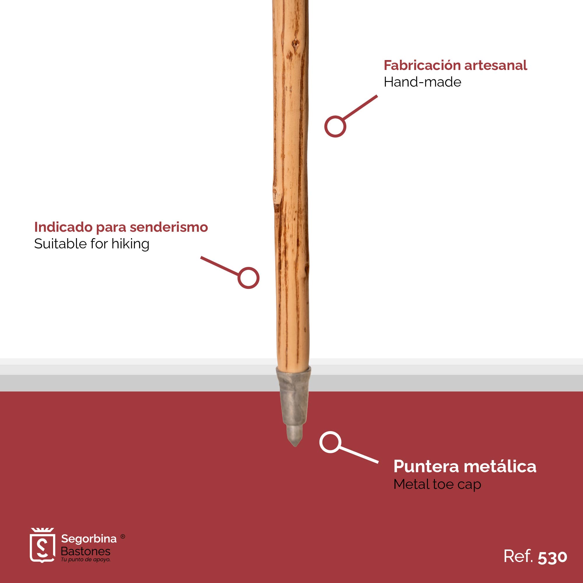 Segorbina BASTONES - Venta al por mayor Accesorios de deporte - Bastón senderismo de castaño natural3