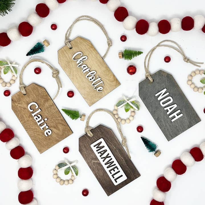 Personalized 3D Wood Name Tags for wholesale by sonder & wolf