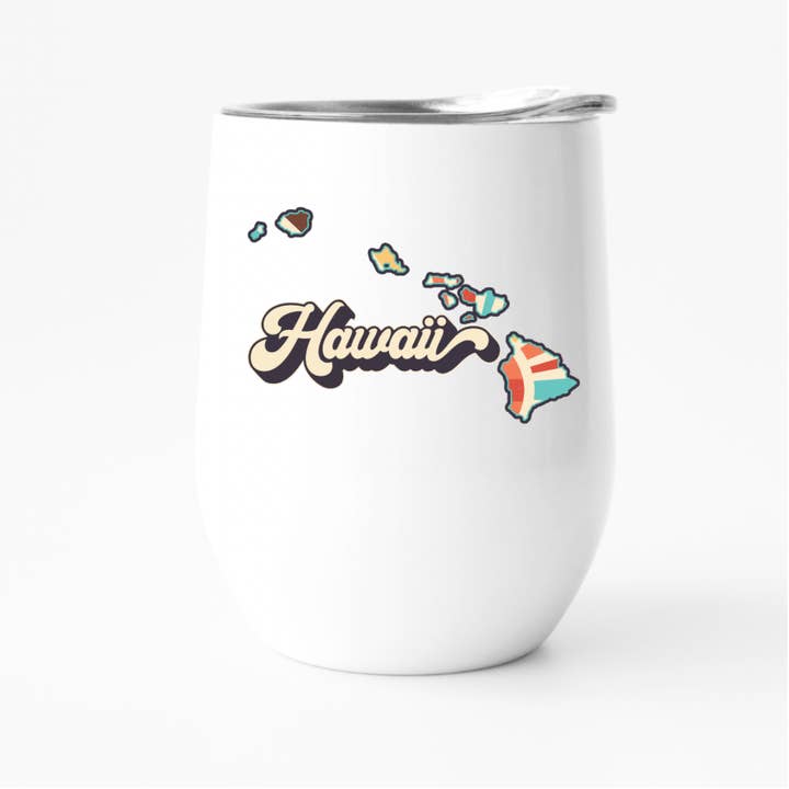 Retro Hawaii Wine Tumbler, State Pride Tumbler for wholesale by Fbombs & Booze