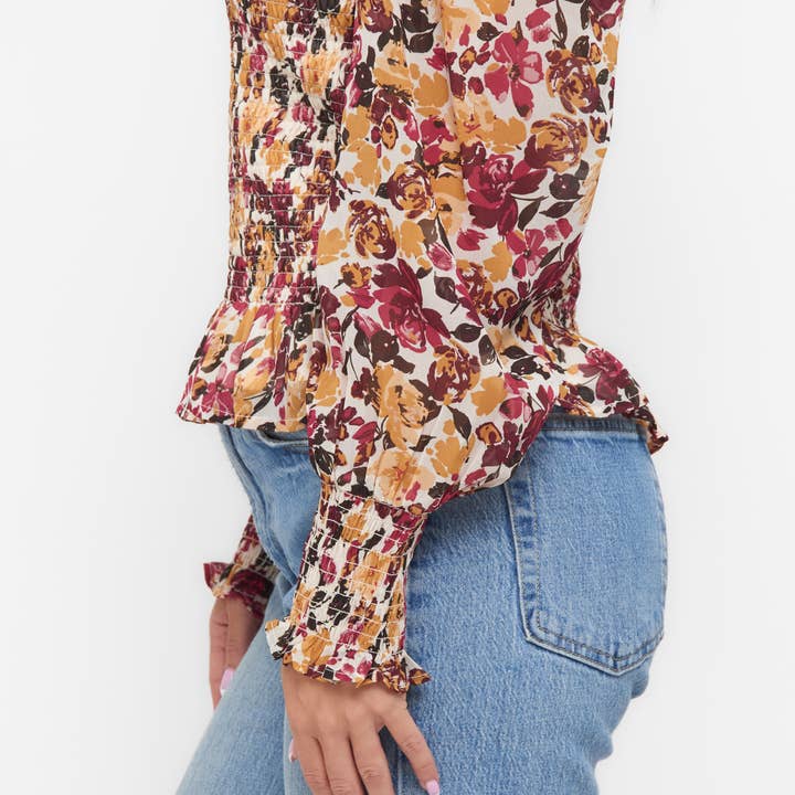 Elsie & Zoey - Wholesale Blouse - Women's - Hazel Smocked Georgette Long Sleeve Blouse9