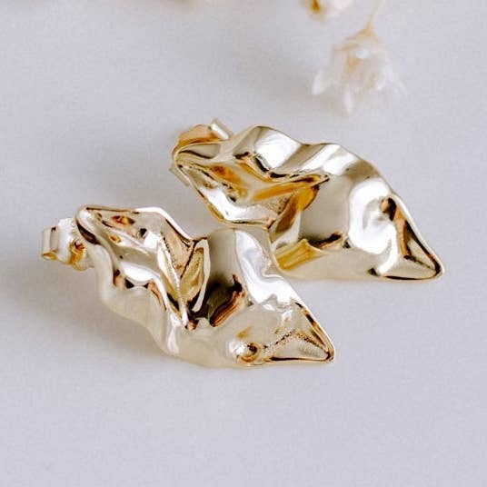 Golden Wave Ohrringe Gold 14k vergoldet Statement für den Großhandel von Mama Collection