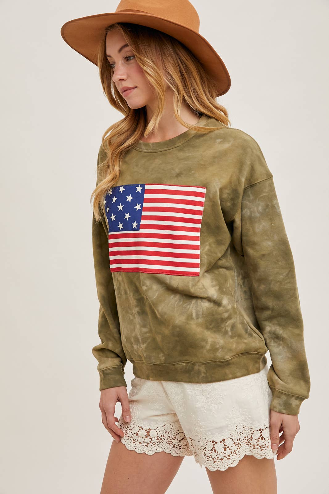Bluivy - Wholesale Sweatshirt - Women's - US FLAG TIE-DYE SWEATSHIRT PULLOVER - 4TH OF JULY14