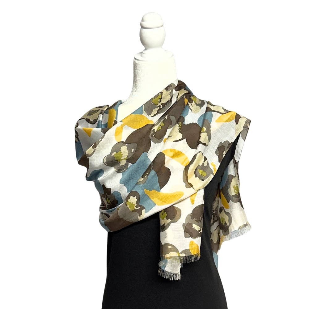 Humble Hilo – Cachecol - Mulher por atacado – Lenço Humble Hilo com arte de papoulas vetoriais29