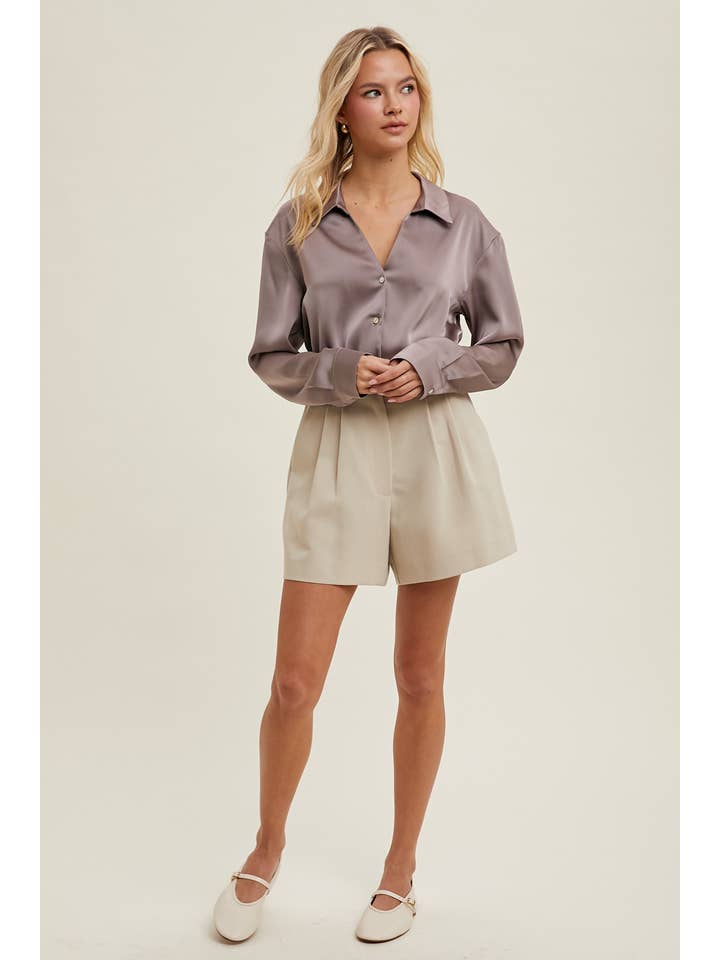 Wishlist Apparel - Wholesale Button Down Shirt - Women's - SATIN BUTTON-UP SHIRT / WL24-91185