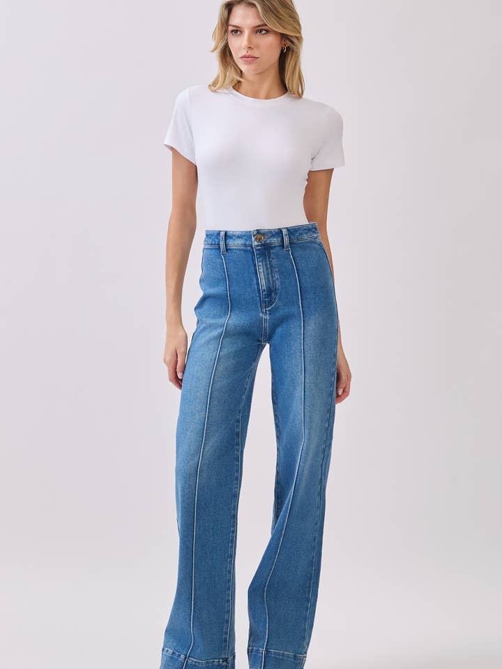 TP01682-M Andrea Pintuck Wide Leg Jean for wholesale by L.T.J Letter to Juliet