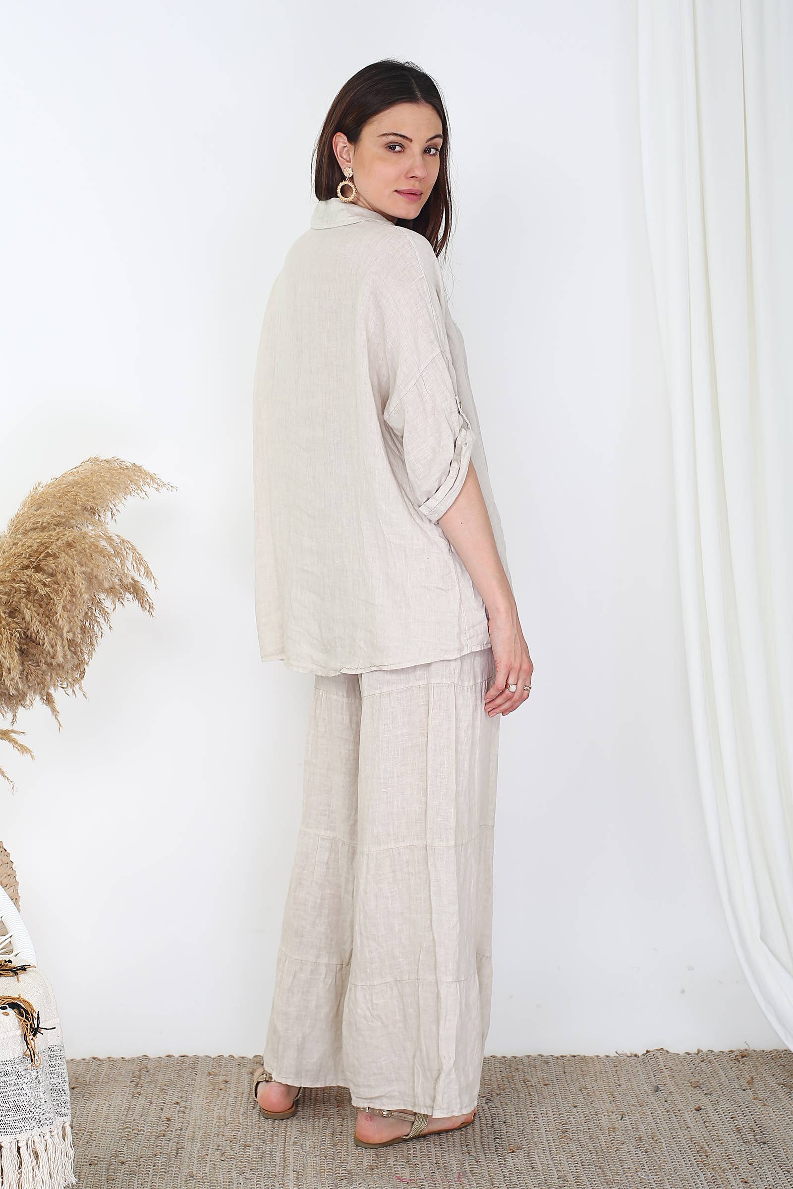 NOELINE – Großhandel Hemd mit Button-down-Kragen – Damen – 20090U Leinenhemd16