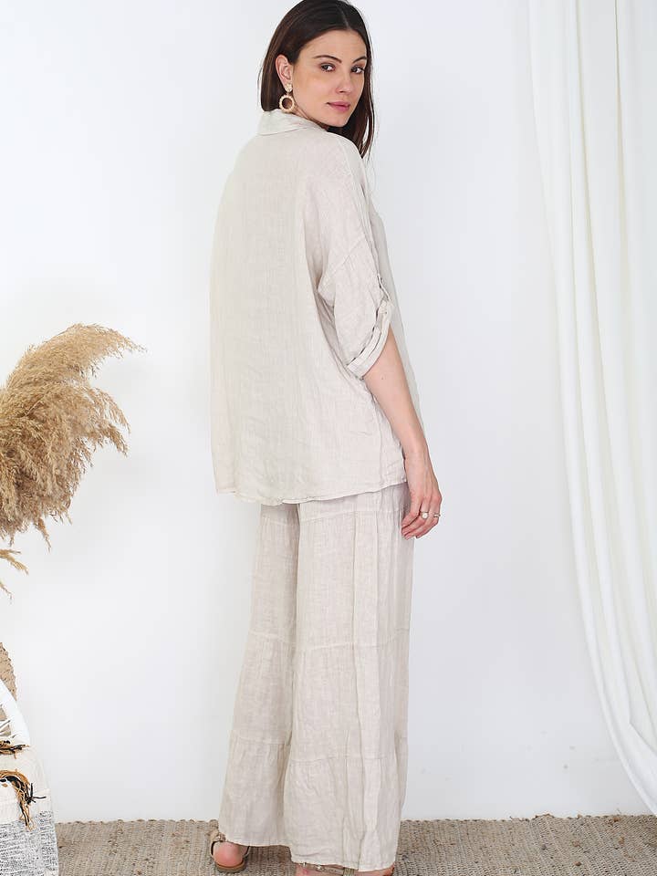 NOELINE – Großhandel Hemd mit Button-down-Kragen – Damen – 20090U Leinenhemd16