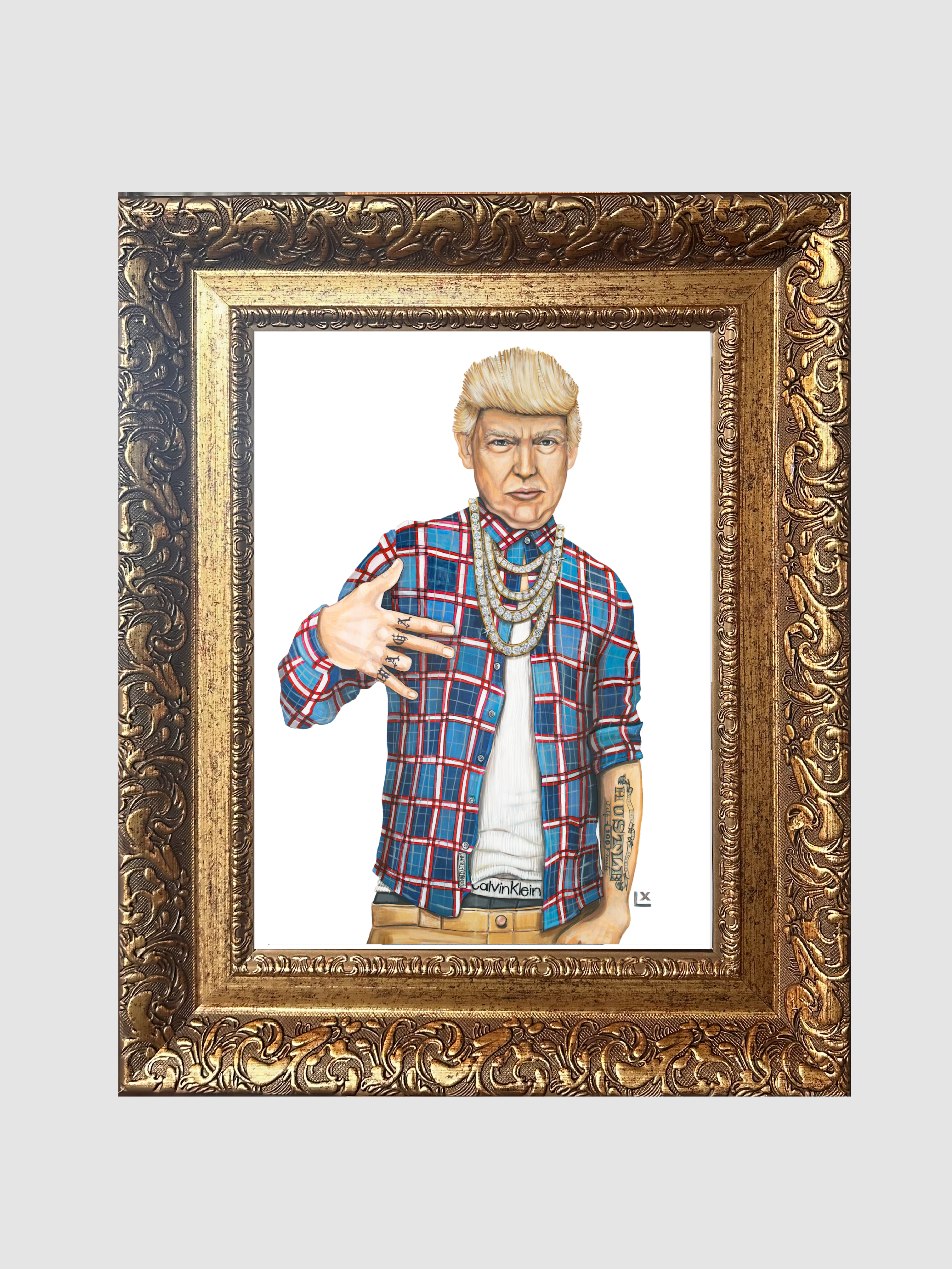 LX Artworks – Impressão artística por atacado – Make America Gangster (Trump) Impressão em tela2