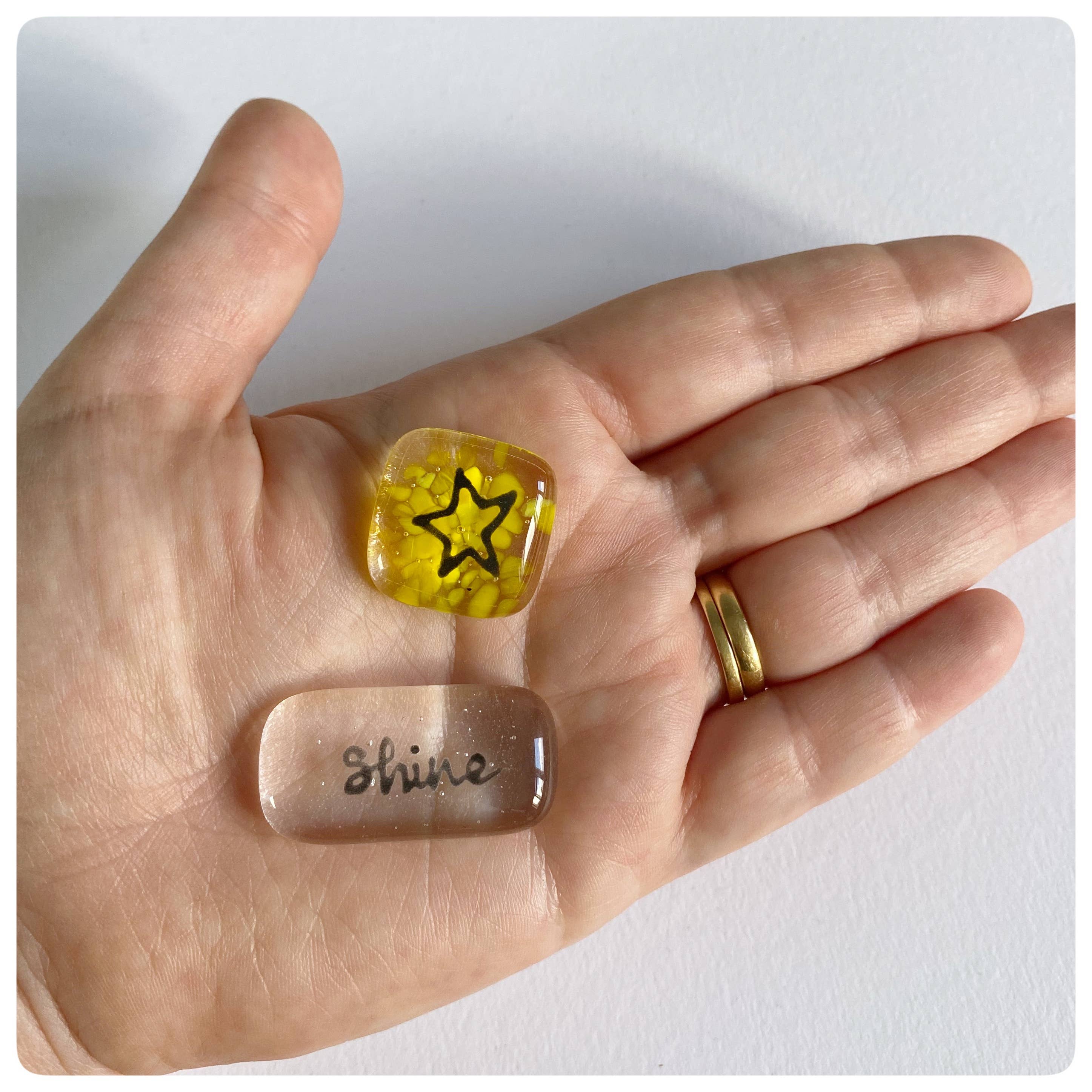 Salvia Glass - Wholesale Keepsake Coin/Token - Shine Positivity Pebble set -  fused glass pocket pebbles.4