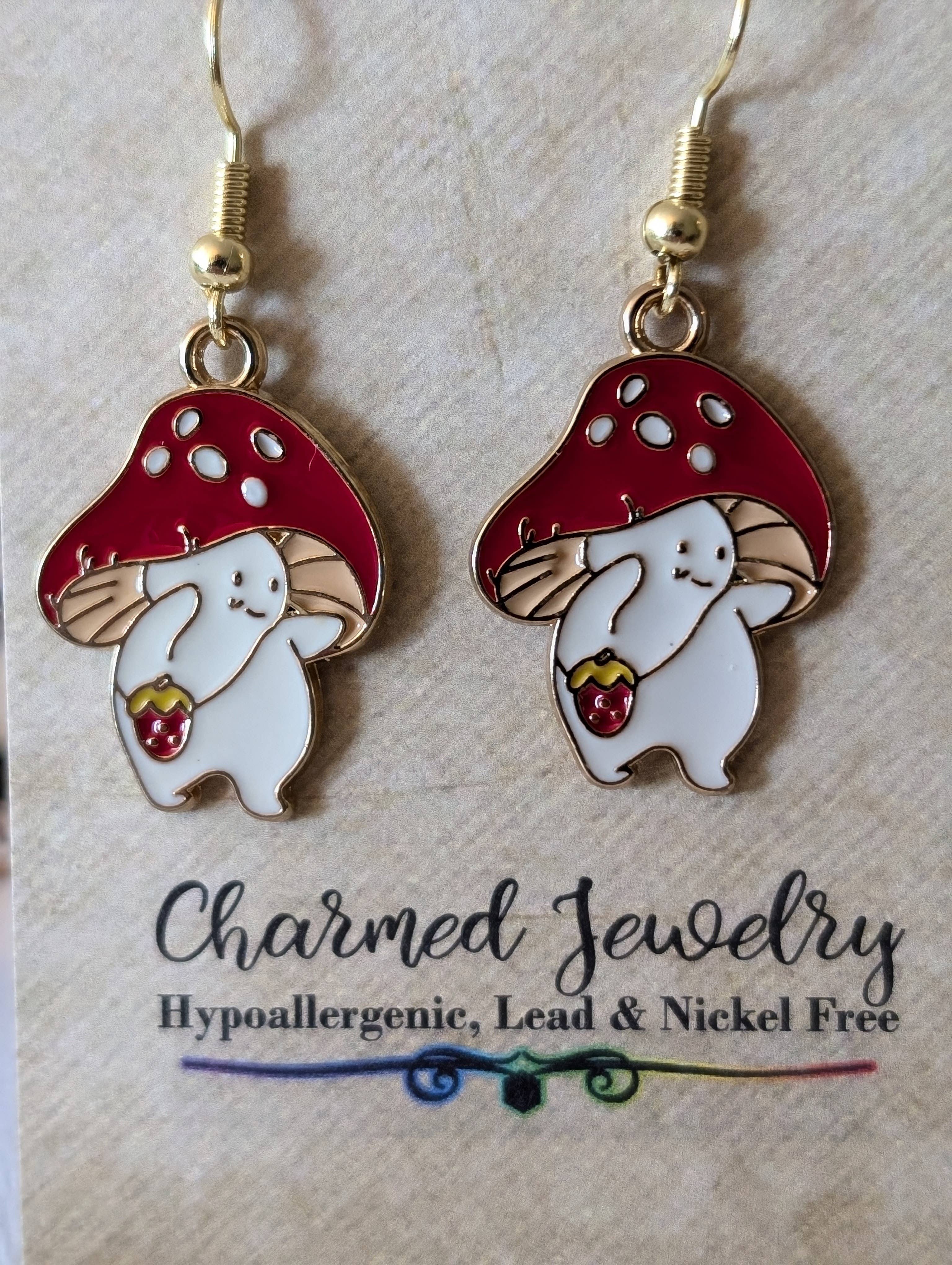 Con-Quest Crafts – Conjunto de joias por atacado – Brincos, Colares e Puxadores de Zíper de Cogumelos e Seta11