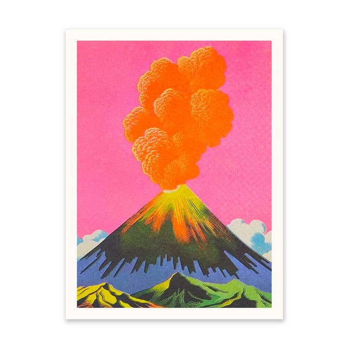 Neon Volcanoes 3 Riso Print (8x6) (10901) for wholesale by Ohh Deer UK + EU