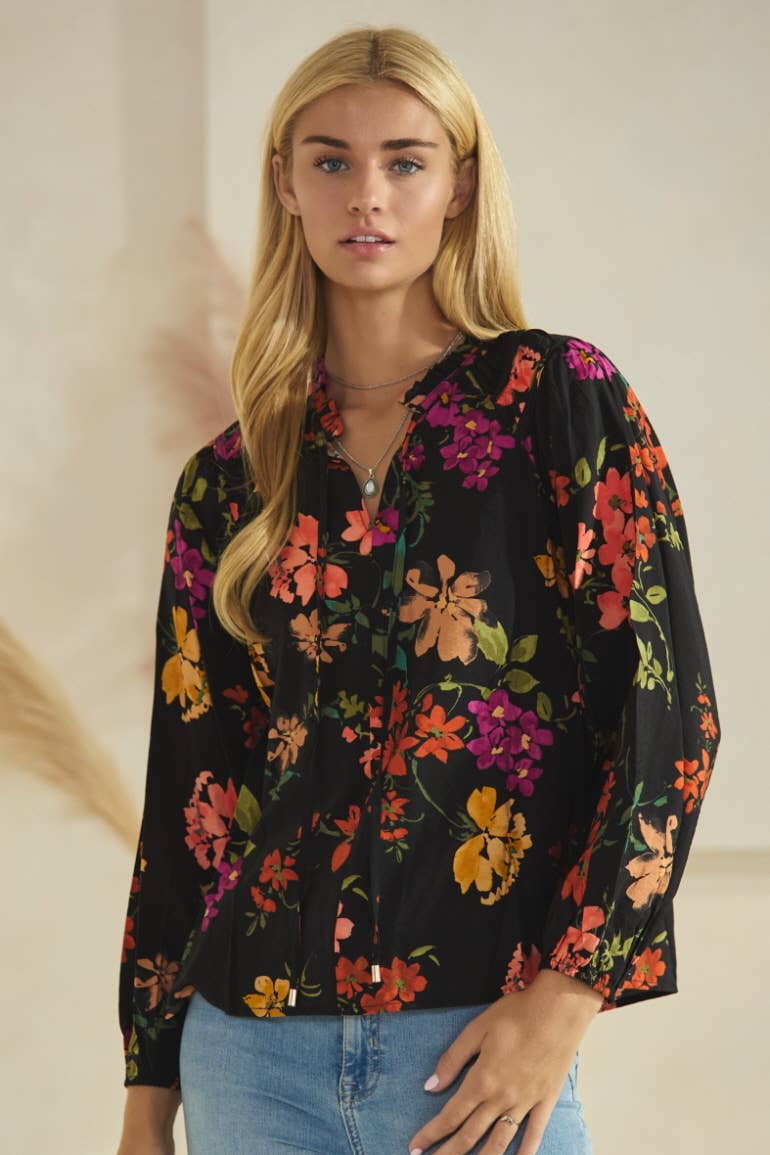 Oddi – Großhandel Bluse – Damen – Langarmbluse mit Blumenmuster3