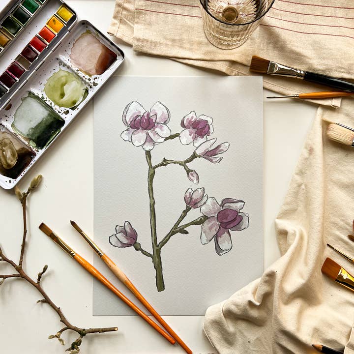 Magnolia Art Print A4 for wholesale by Pippin Prints
