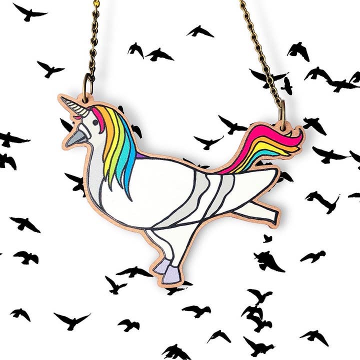 Unicorn Pigeon Necklace for wholesale by Loadofolbobbins