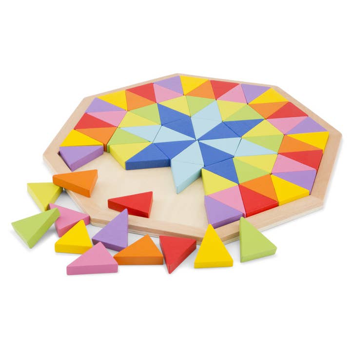 Puzzle ottagono con 72 blocchi triangolari in legno per la vendita all'ingrosso da parte di New Classic Toys EU
