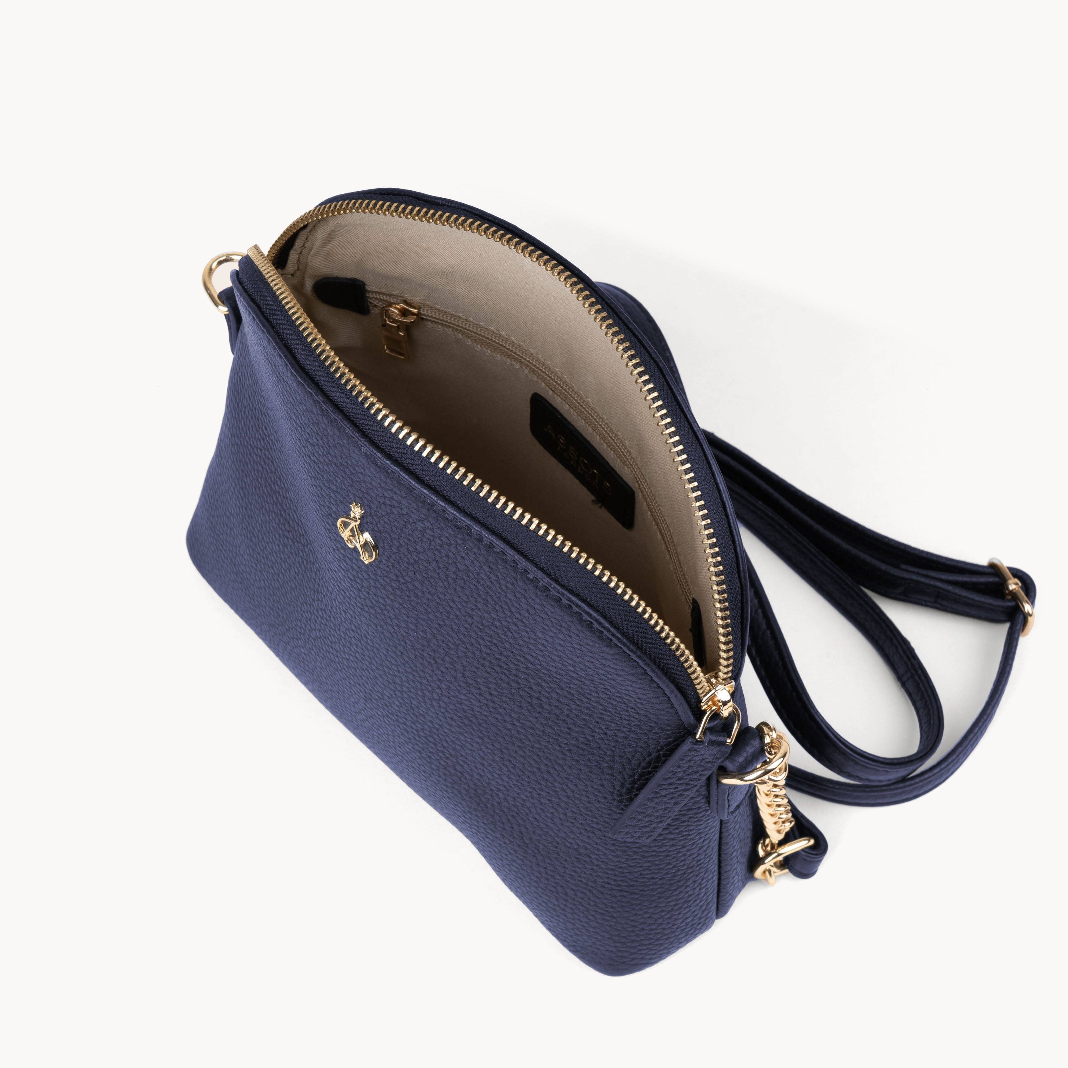 Assots London – wholesale Crossbody bag – Women's – 'DOVE' Navy Pebble Grain Real Leather Crossbody Bag5