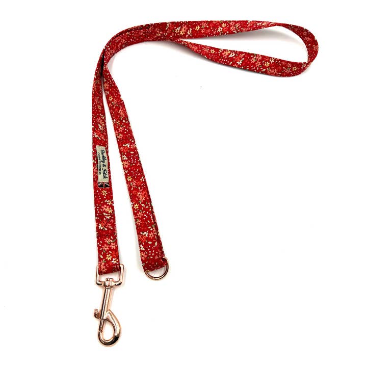 Red Ditsy Floral Print Dog Lead for wholesale by Barkley and Fetch