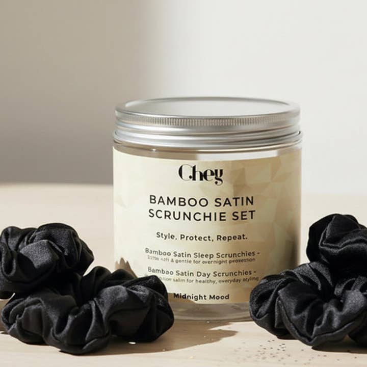 Bamboe Satijnen Scrunchie Set voor wholesale door Chey Haircare