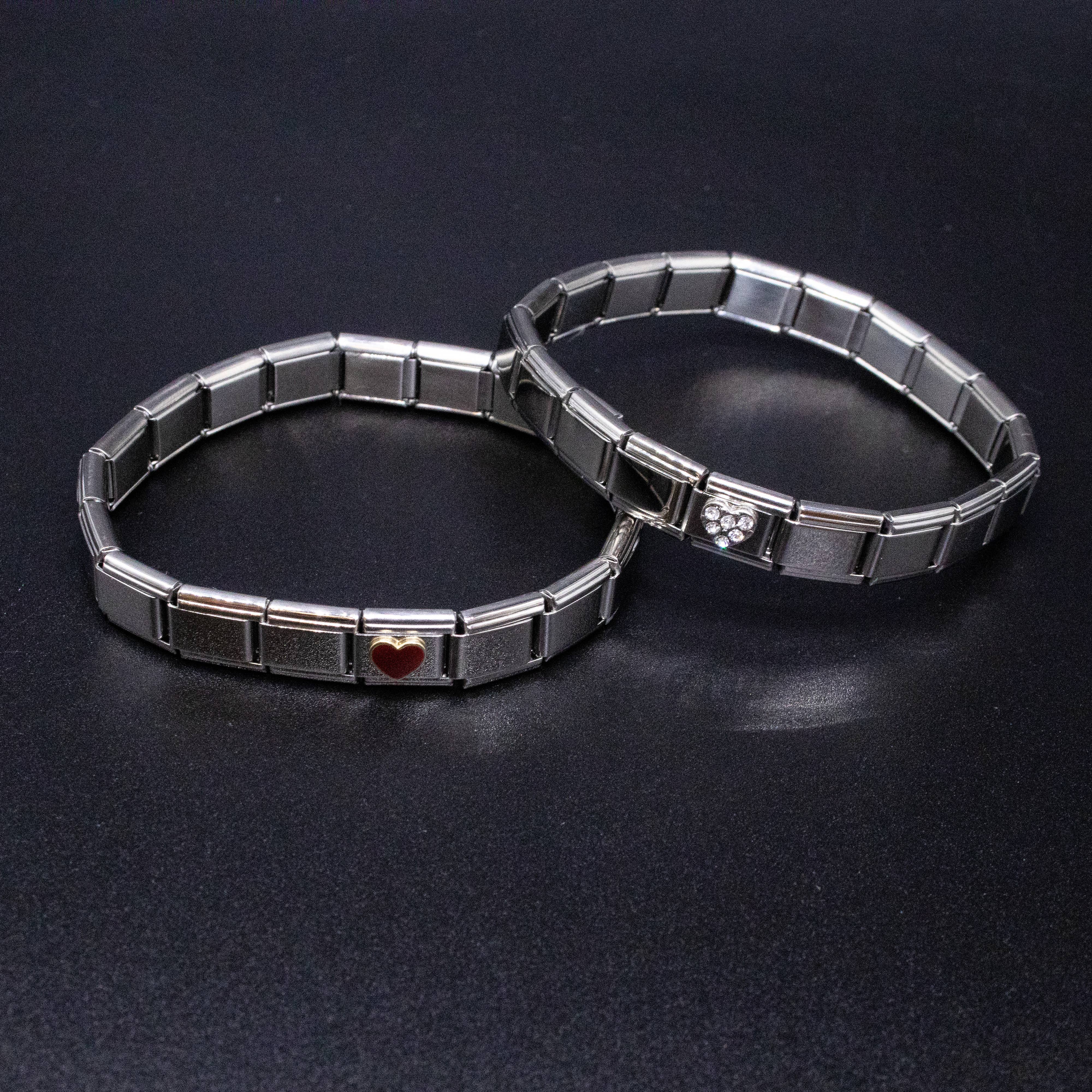 Natalia - Wholesale Individual Charm/Pendant - Italian Charm Bracelet Charms - Rhinestone Heart Links4