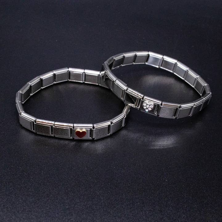 Natalia - Wholesale Individual Charm/Pendant - Italian Charm Bracelet Charms - Rhinestone Heart Links4