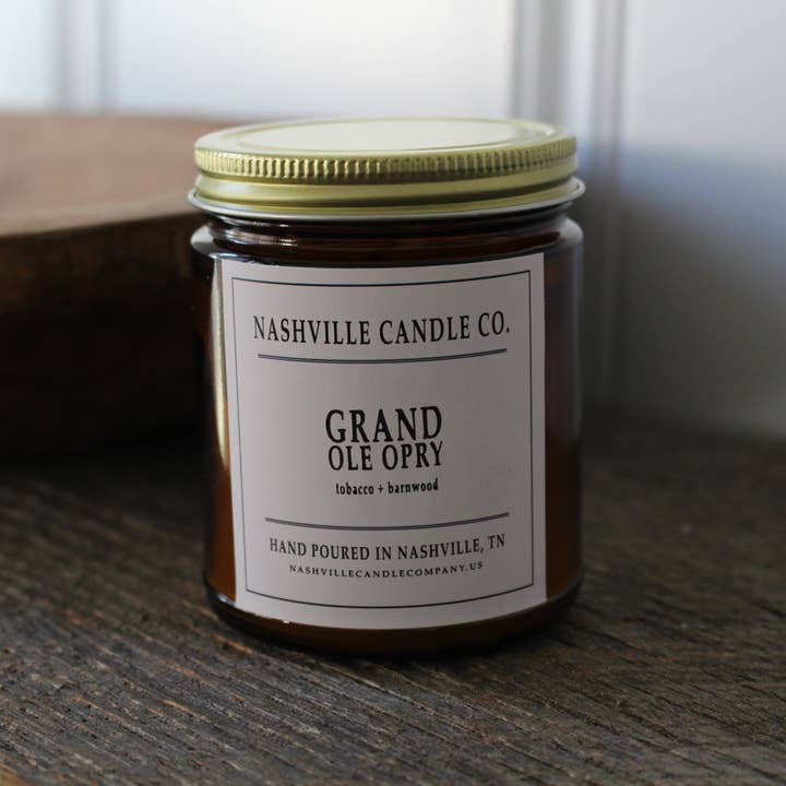 Nashville Candle Company – wholesale Jar/filled candle – Grand Ole Opry │Tobacco + Barnwood1