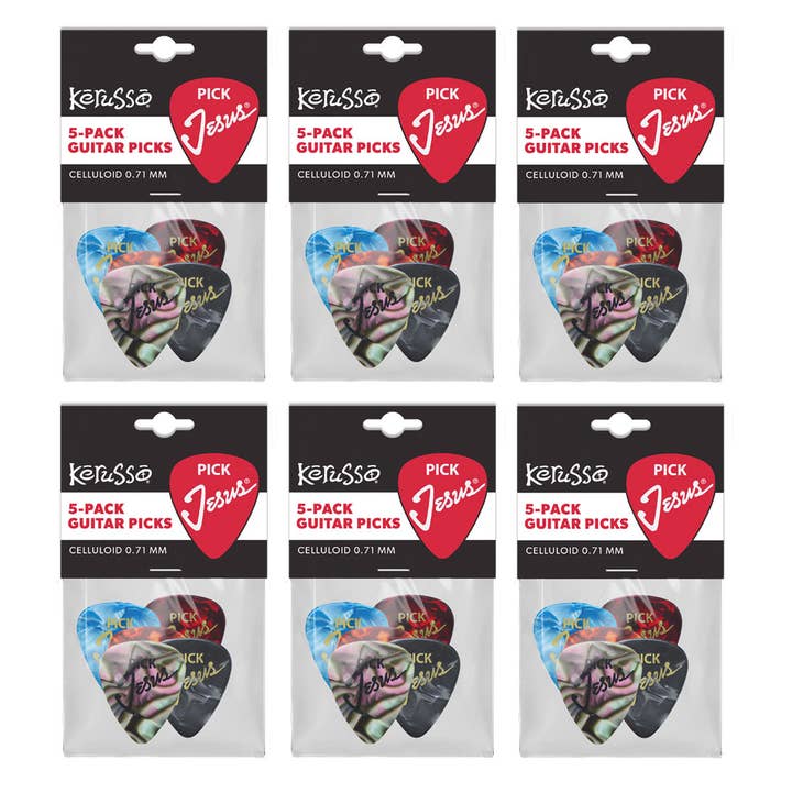 6 Packs of 5 Pieces Pick Jesus Guitar Picks for wholesale by Kerusso