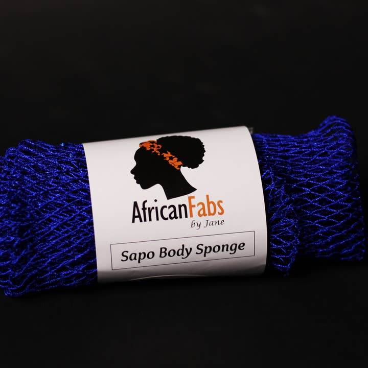 AfricanFabs – Großhandel Badepuff/-schwamm – 5 Stück - Afrikanisches Netzschwamm / Afrikanisches Peelingnetz / Sapo-Schwamm - Blau