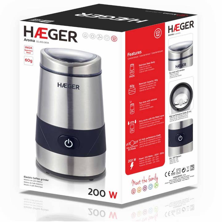 Haeger - Wholesale Coffee Grinder - AROMA Coffee Grinder - Stainless Steel 60g 200W5