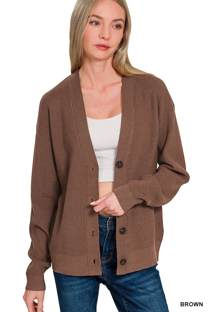 42POPS - Wholesale Cardigan - Women's - .Drop Shoulder Button Front Sweater Cardigan22