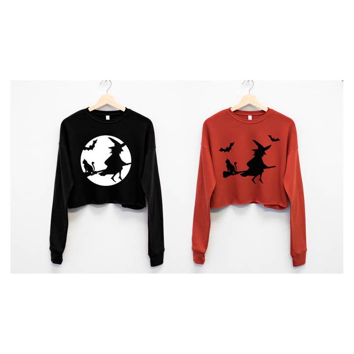 Witching Hour Halloween Cropped Sweatshirt for wholesale by Nobullwoman Apparel