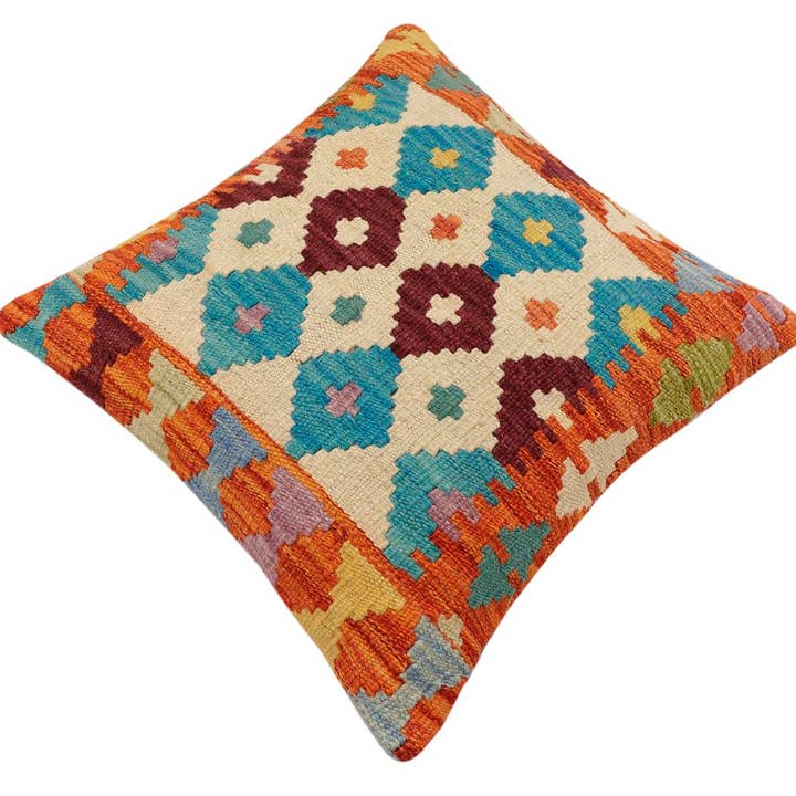 Southwestern Jonnie Turkish Hand-Woven Kilim Pillow - 18'' x 18'' for wholesale by Arshs Fine Rugs