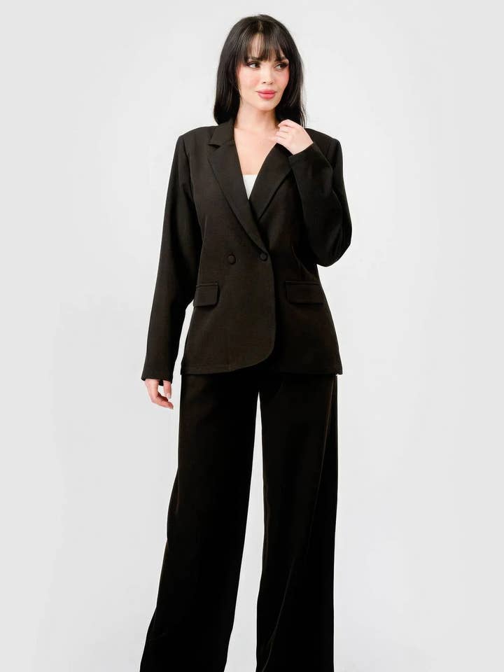 Blazer And Wide Legs Pants Semi Formal Set for wholesale by CC Wholesale Clothing