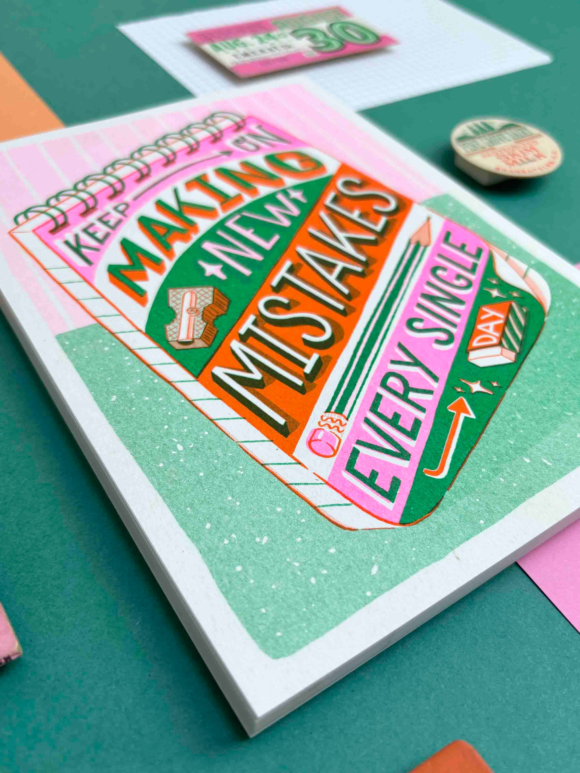 Jacqueline Colley - Wholesale Art Print - A5 Make Mistakes Risograph Print2