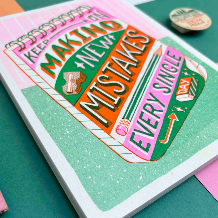 Jacqueline Colley - Wholesale Art Print - A5 Make Mistakes Risograph Print2