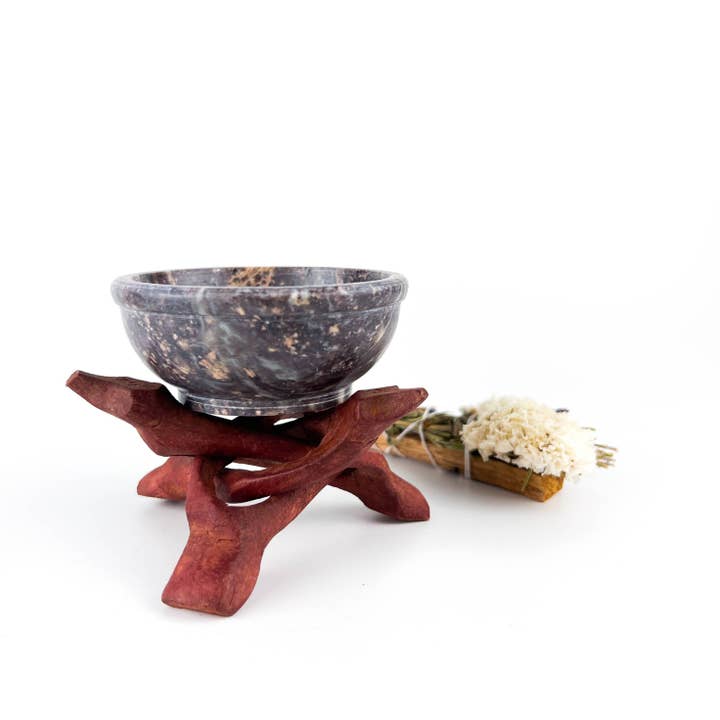GREENROOTS USA LLC – wholesale Rökelsehållare – 4 ”Cobra Stand + 3" sten skål brännare set kol harts kottar6