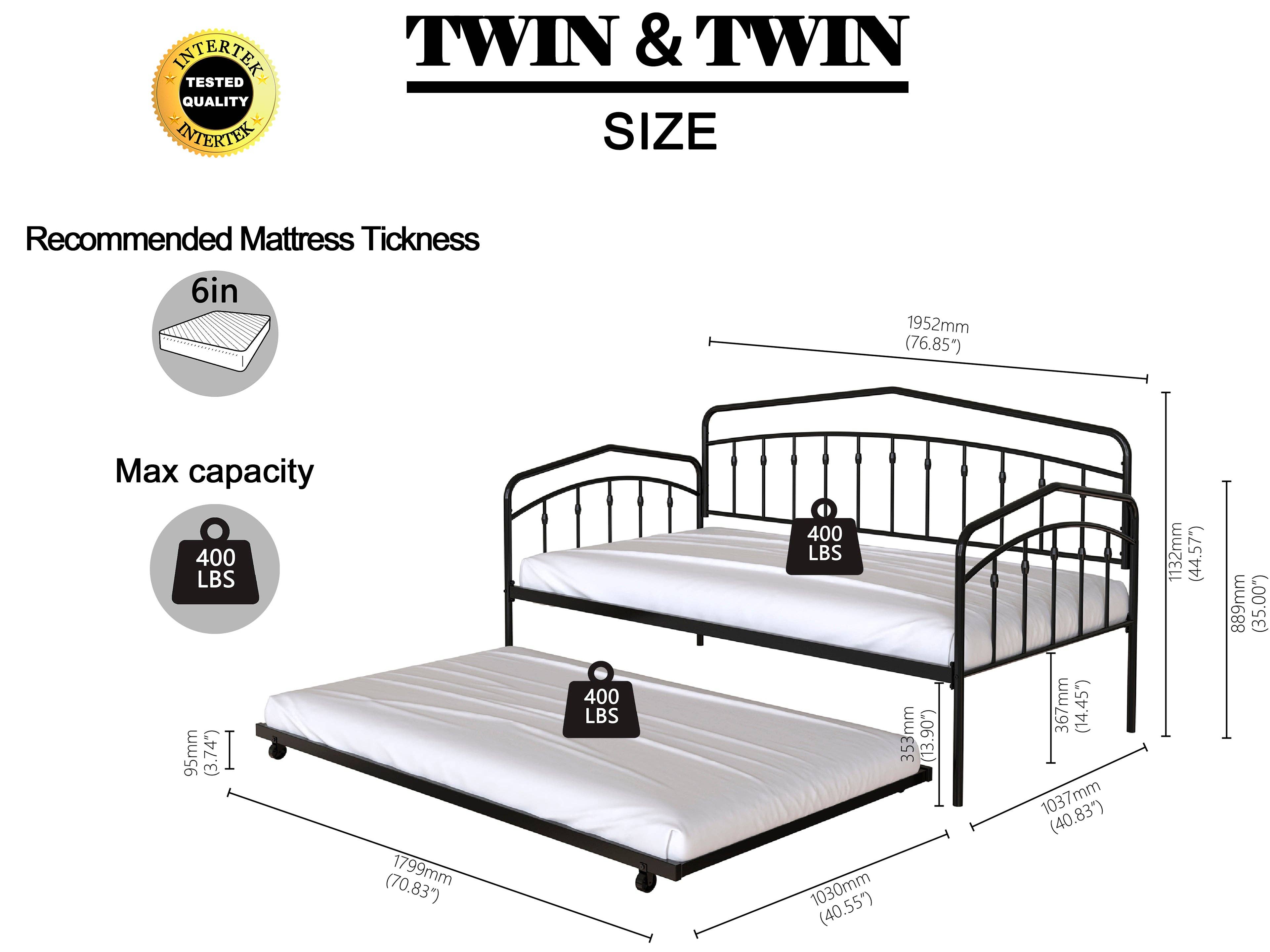 Orange County Decor - Wholesale Bed - Kids & Baby - Fox Twin Daybed With Twin Trundle, White Box Spring Not Required Twin White Metal Bedroom Daybeds Metal7