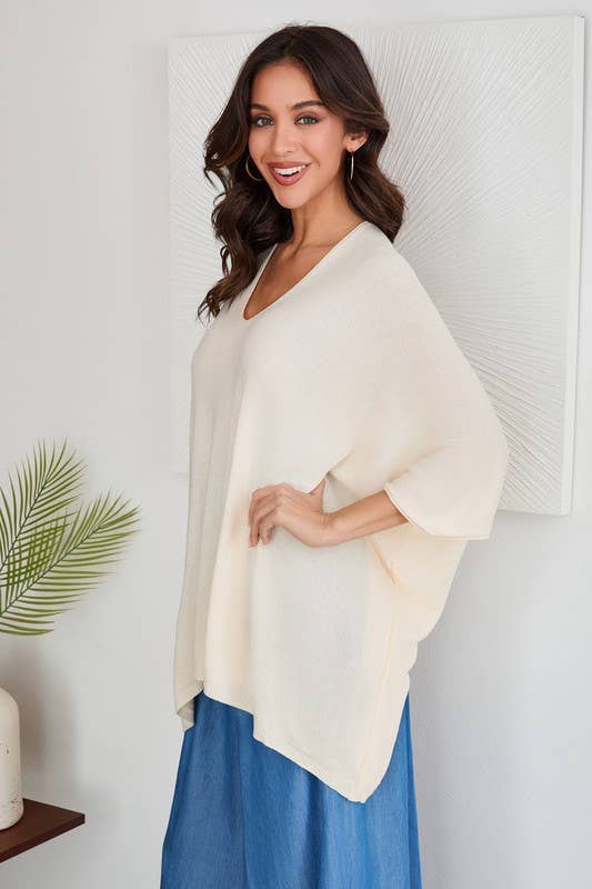 VENTI6 – Túnica - Mulher por atacado – TOP DE MALHA LEVE OVERSIZED COM DECOTE EM V DRAPEADO (2920)6