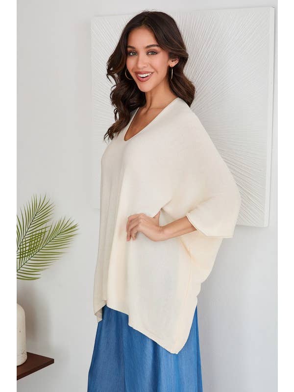 VENTI6 - Venta al por mayor Túnica - Mujer - TOP DE PUNTO LIGERO OVERSIZE CON ESCOTE EN V DRAPEADO (2920)6