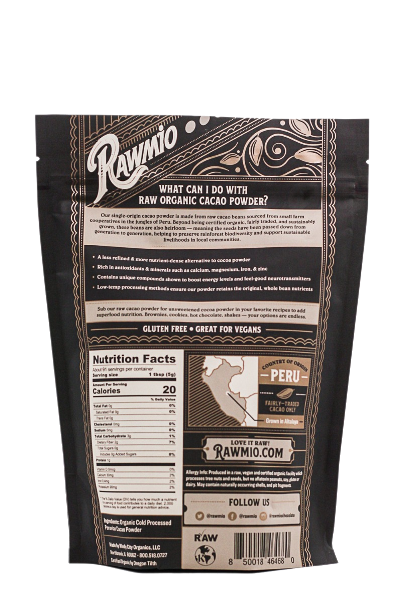 Windy City Organics - Vendita all'ingrosso Proteine/superfood in polvere - Polvere di Cacao Crudo Biologico - 16 oz1