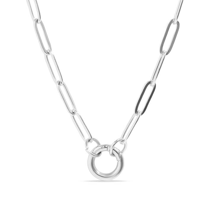 WJW - Wholesale Pendant/Charm Necklace - Stainless Steel Paperclip Carabiner Charm Holder Necklace1