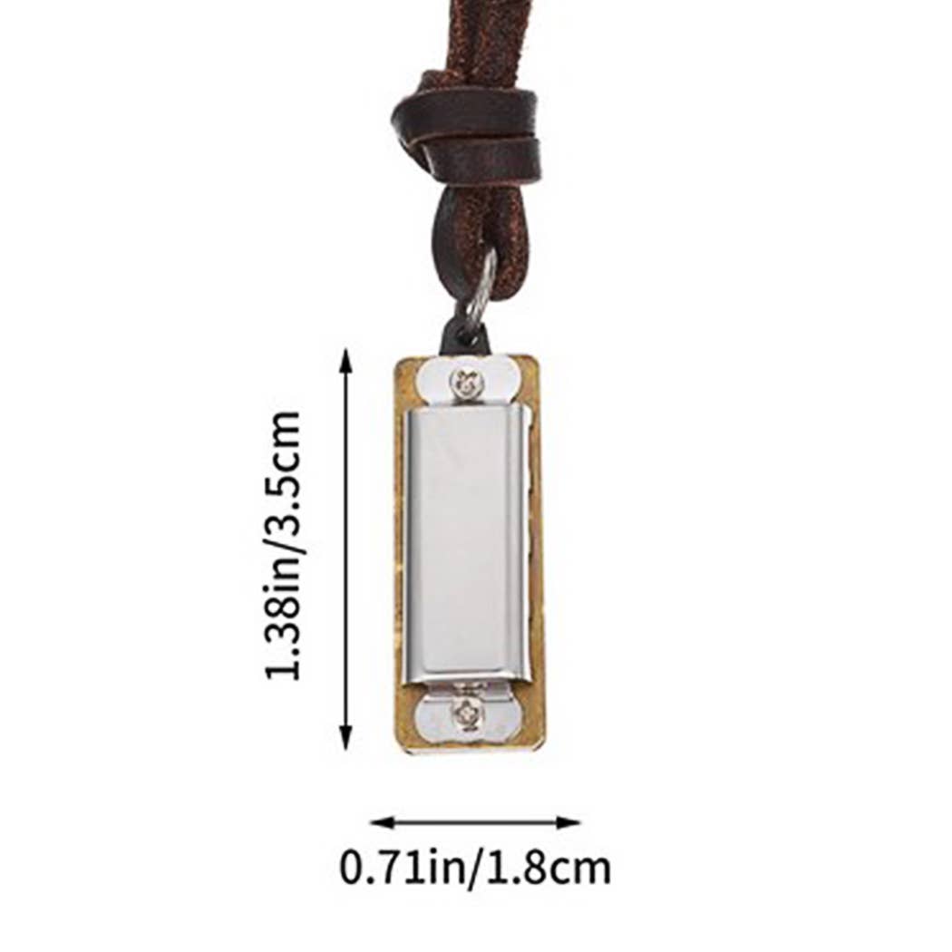 Madison Bay Co. - Historical Home Decor Reproductions - Vente Instruments de musique - Mini harmonica sur cordon en cuir, 1-1/2"2