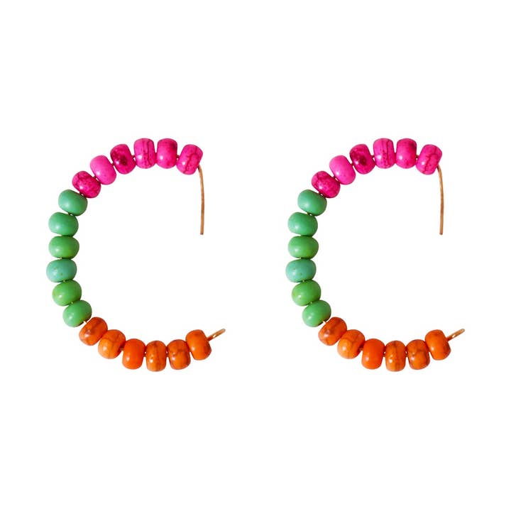 Colourful Carnival Festival Beaded Hoop Earrings, Festive Ho for wholesale by lovedbynlanla