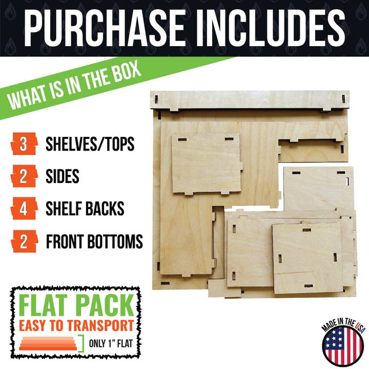 Torched Displays - Vente Support/étui pour présentoir - Présentoir portable d'angle en bois à 3 niveaux18