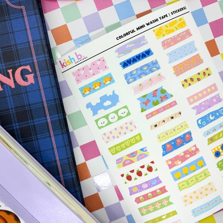 Kish B. Designs - Wholesale Sticker - Cute Mini Wash Tape| Stickers| Journal| Sticker Sheet1