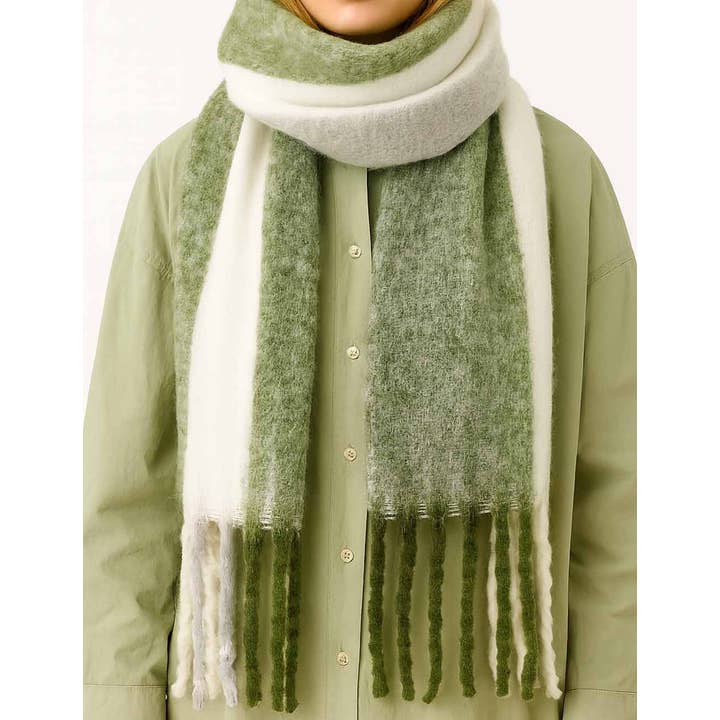 Sweetkama - Wholesale Scarf - Women's - Ladies Color Block Fringe Knit Scarf5