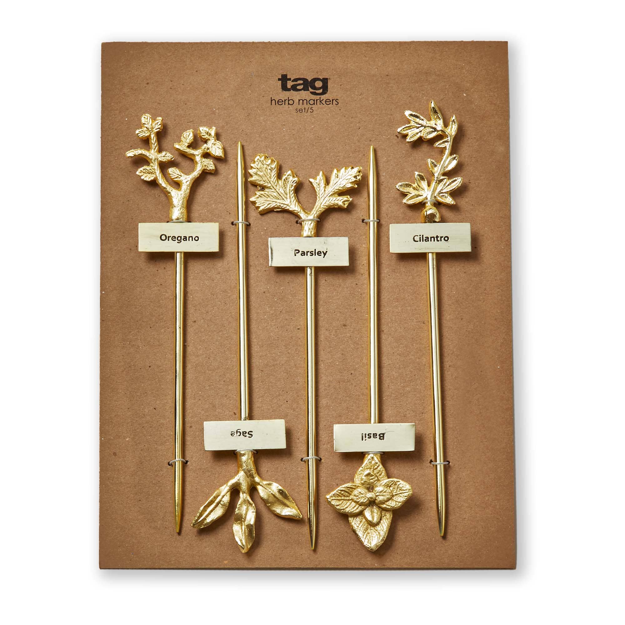 Herb Marker S/5 Brass Stainless Steel Christmas for wholesale on Faire0