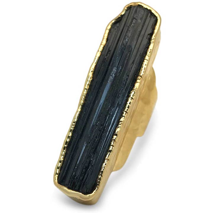 Black Velvet Tourmaline Ring in Gold for wholesale by Atra Nova By Sheila B.