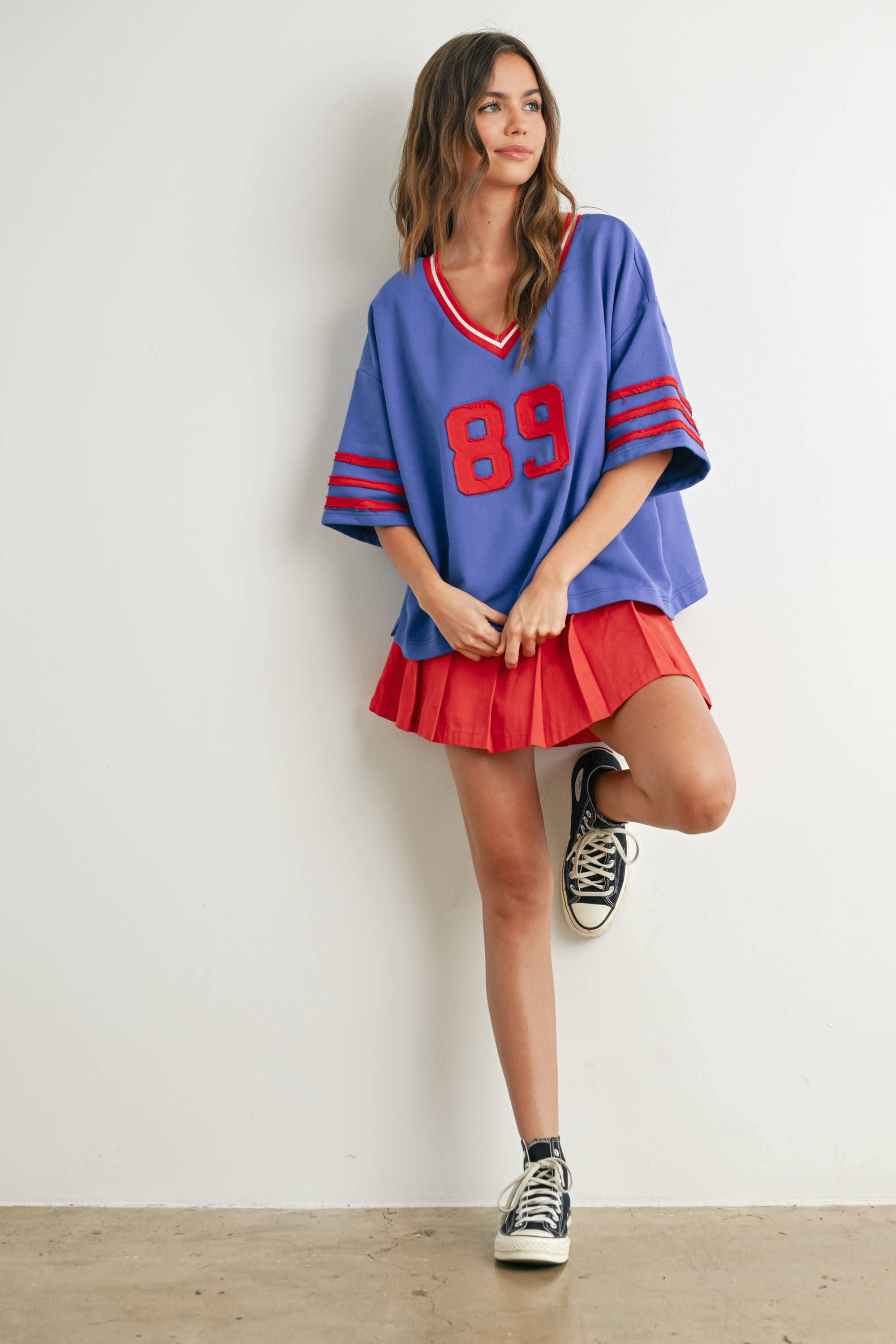BUTTERMELON - Vendita all'ingrosso Maglietta - Donna - Maglia oversize sporty Varsity Spirit - BMT773414