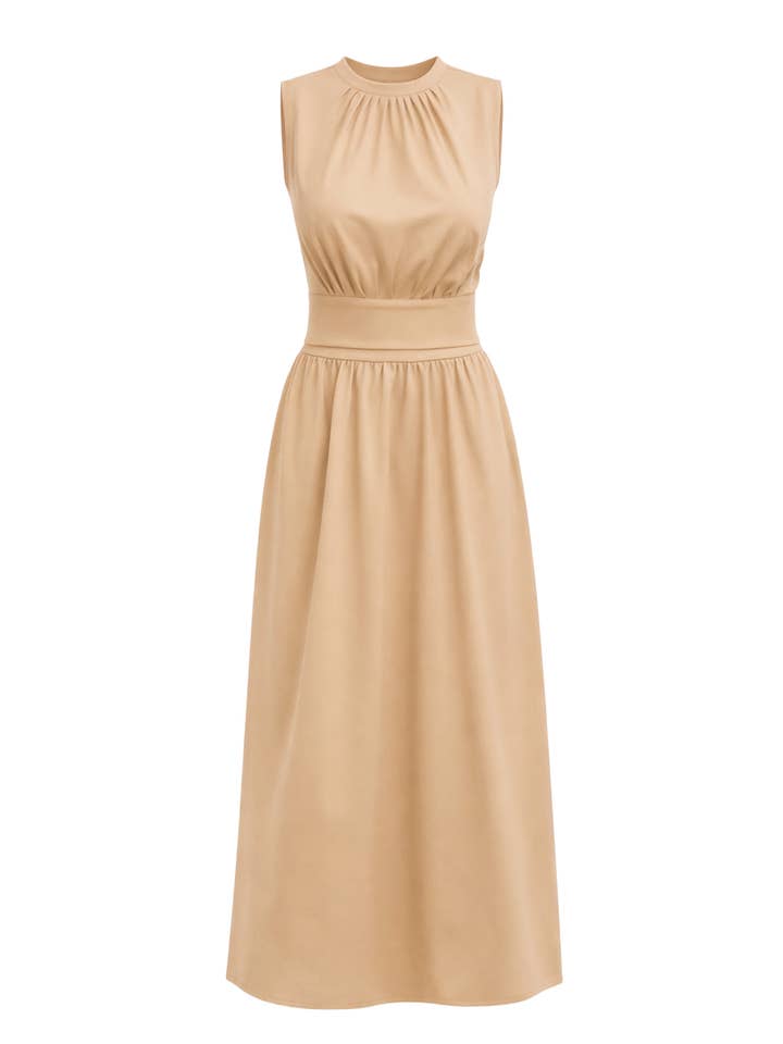 Gestricktes ärmelloses Oberteil mit Stehkragen & Midirock-Set für den Großhandel von RIVIR