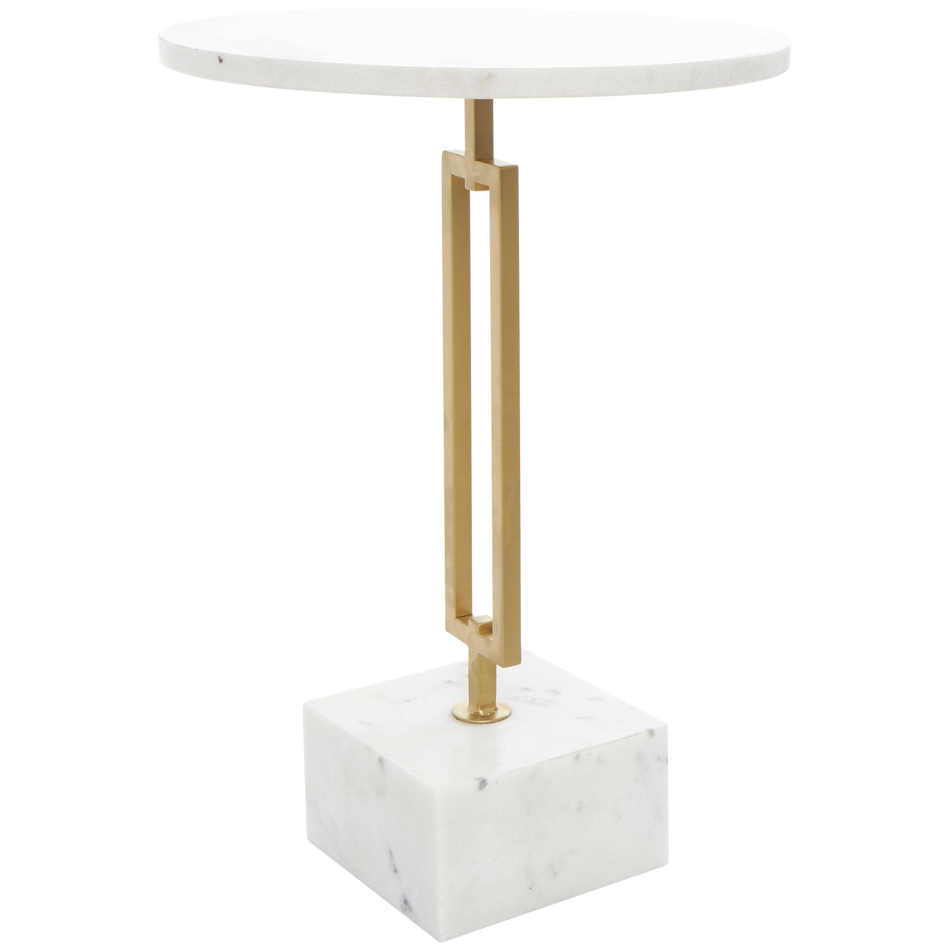 Deco Marché - Wholesale Side Table - Glam White Marble Accent Table0